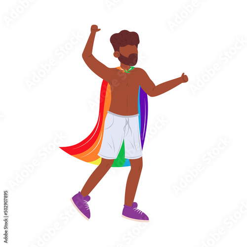 happy gay with rainbow flag