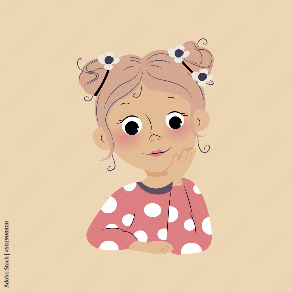 Fototapeta premium girl in a pink sweater props her head up with her hand