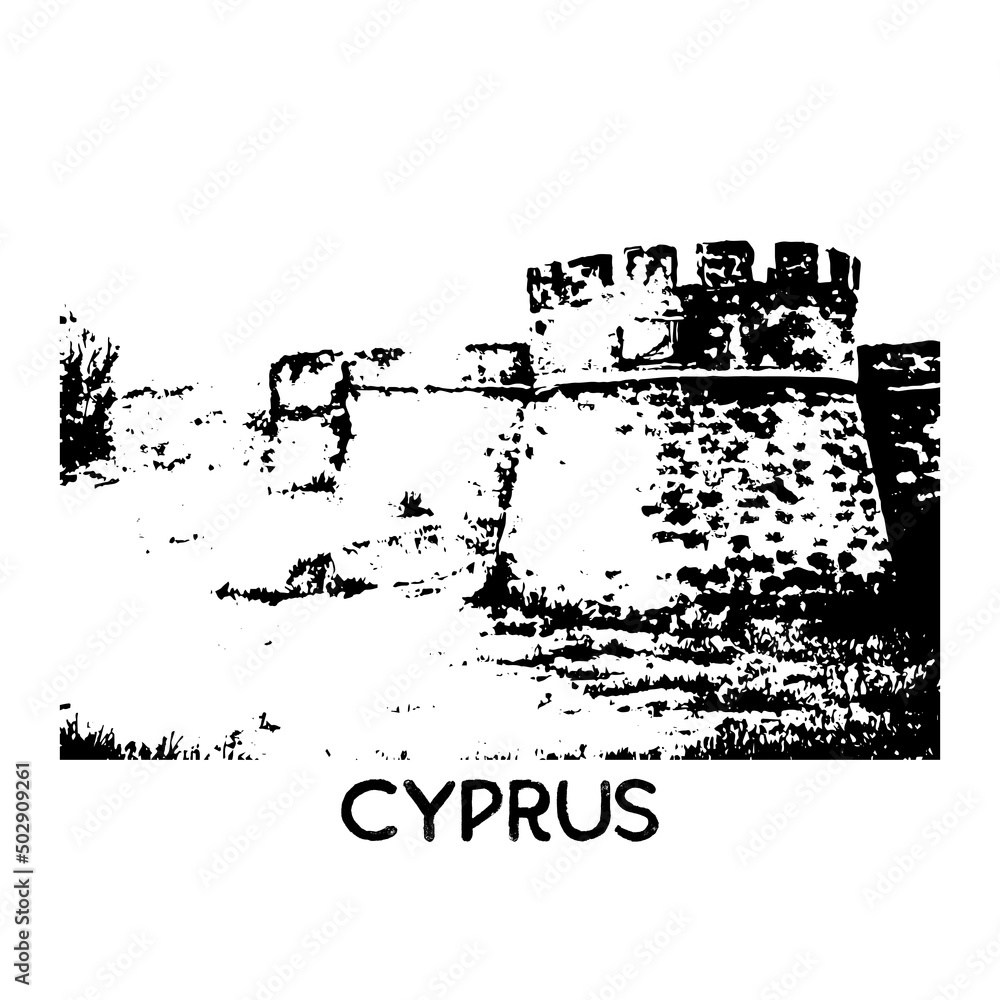 Hand drawn sketch of landmark, Cyprus