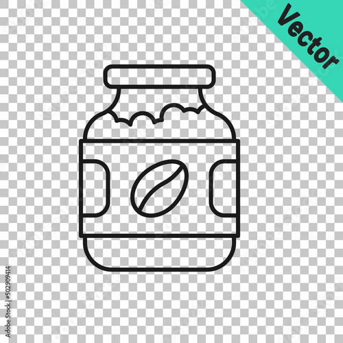 Black line Coffee jar bottle icon isolated on transparent background. Vector