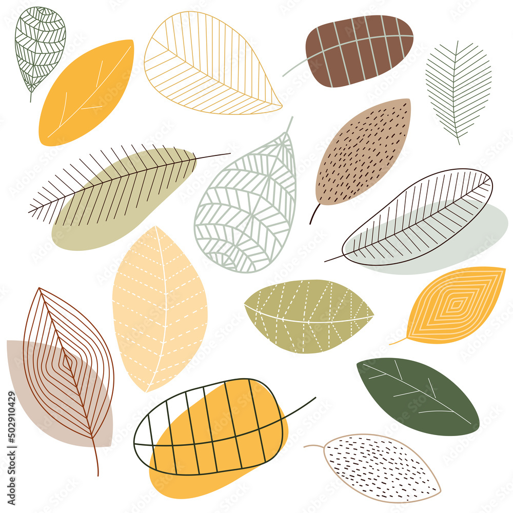 Pattern autumn leaves of different shapes on a white background Pattern autumn leaves of different shapes on a white background
