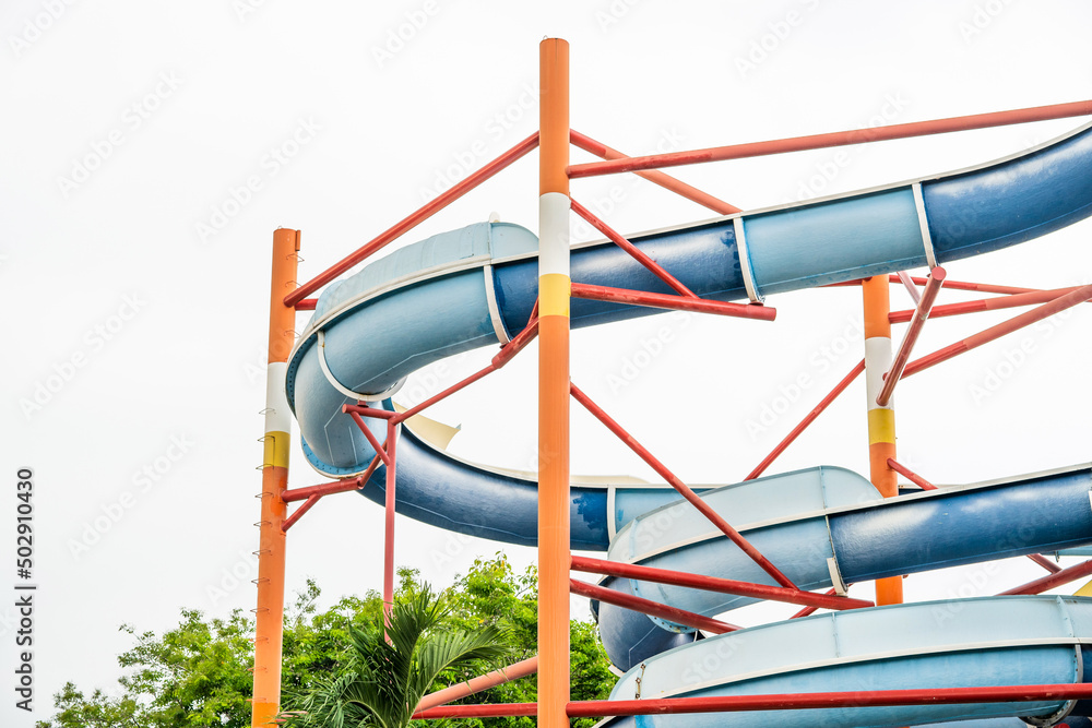 Aquapark slides isolated on white