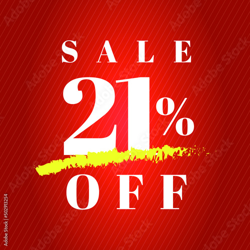 21% off tag twenty one percent discount sale white letter red gradient background