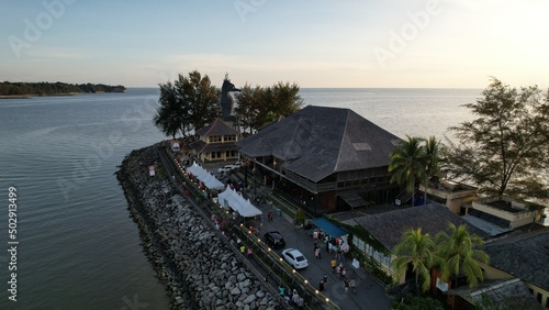 Miri, Sarawak Malaysia - May 2, 2022: The Landmark and Tourist Attraction areas of the of Miri City, with its famous beaches, rivers, city and scenic surroundings