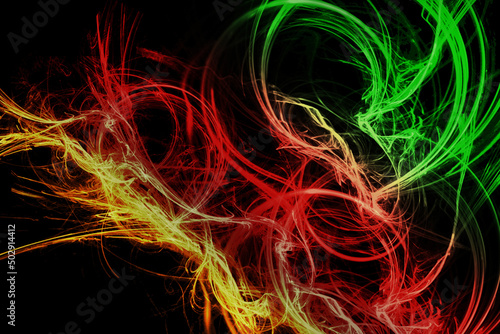 Beautiful abstract decorative red yellow green wallpaper Background. Art stylized texture banner with space for text.