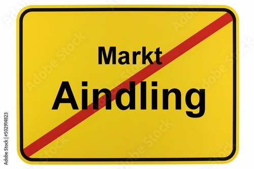 Illustration eines Ortsschildes von Markt Aindling in Bayern photo