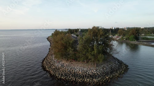 Miri, Sarawak Malaysia - May 2, 2022: The Landmark and Tourist Attraction areas of the of Miri City, with its famous beaches, rivers, city and scenic surroundings