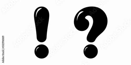 A set of exclamation and question marks. Vector illustration.