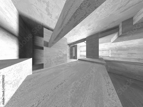 Abstract architecture background. Empty rough concrete interior