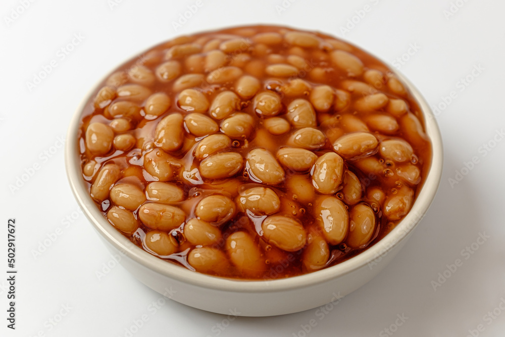 baked beans on a white background baked beans on a white background