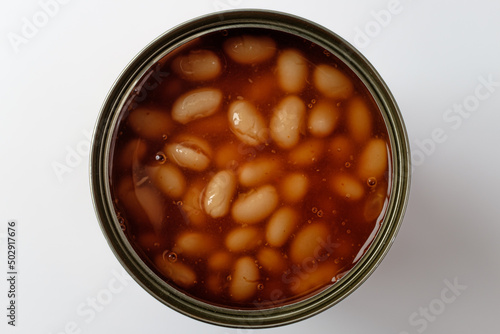 baked beans on a white background