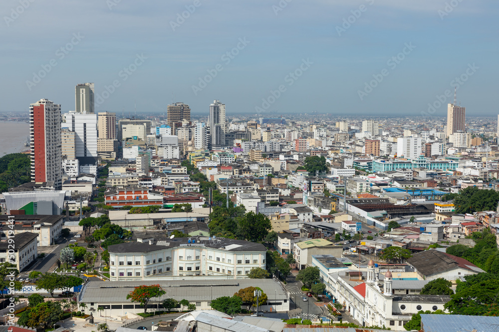 Guayaquil, Ecuador. Traditional colonial architecture in second largest city in Ecuador. Popular tourist destination.
