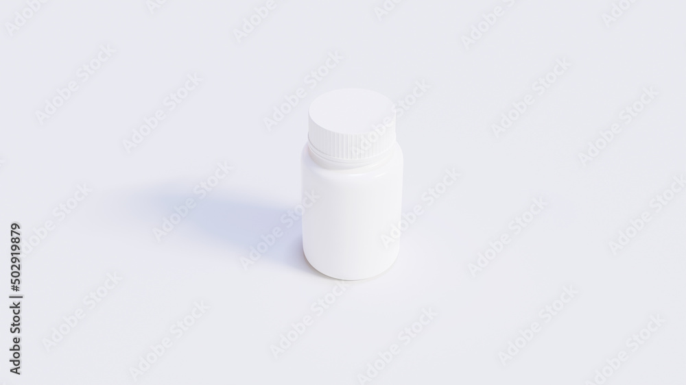 Single White Medicine Bottle With Black Cap Single White Medicine Bottle With Black Cap