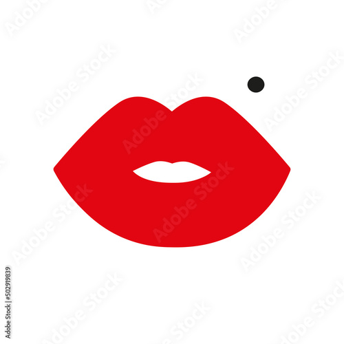 Lips with birthmark icon flat vector illustration