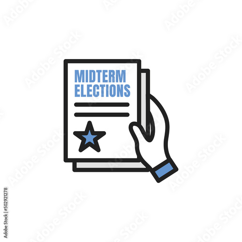 2022 Midterm Elections Design w Red White and Blue Vote Icon