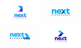 Set of Modern Next Logo designs concept vector, Arrow logo designs concept