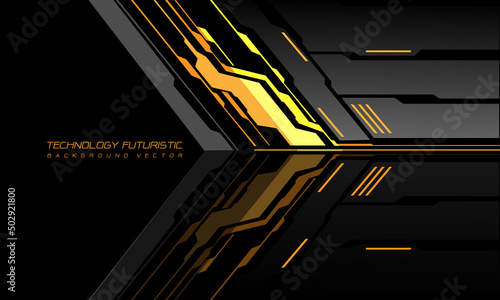 Abstract yellow cyber arrow geometric technology direction on black design modern futuristic creative background vector