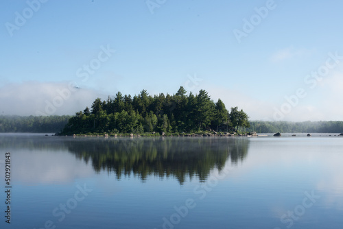 An Island in a Lake with Mist