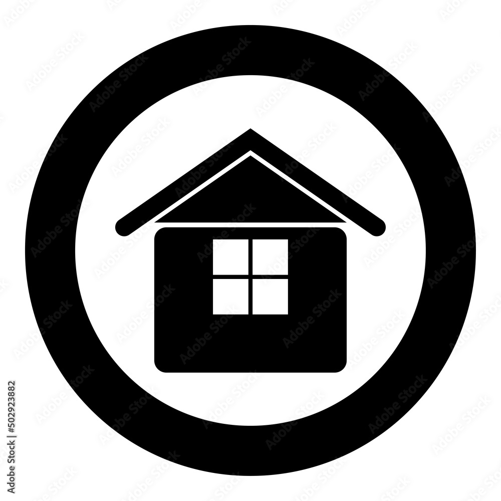 Home icon in circle round black color vector illustration image solid ...