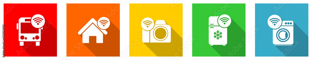 Set of colorful web flat design smart devices vector icons, mobility concept buttons for webdesign and mobile applications on white background Set of colorful web flat design smart devices vector icons, mobility concept buttons for webdesign and mobile applications on white background