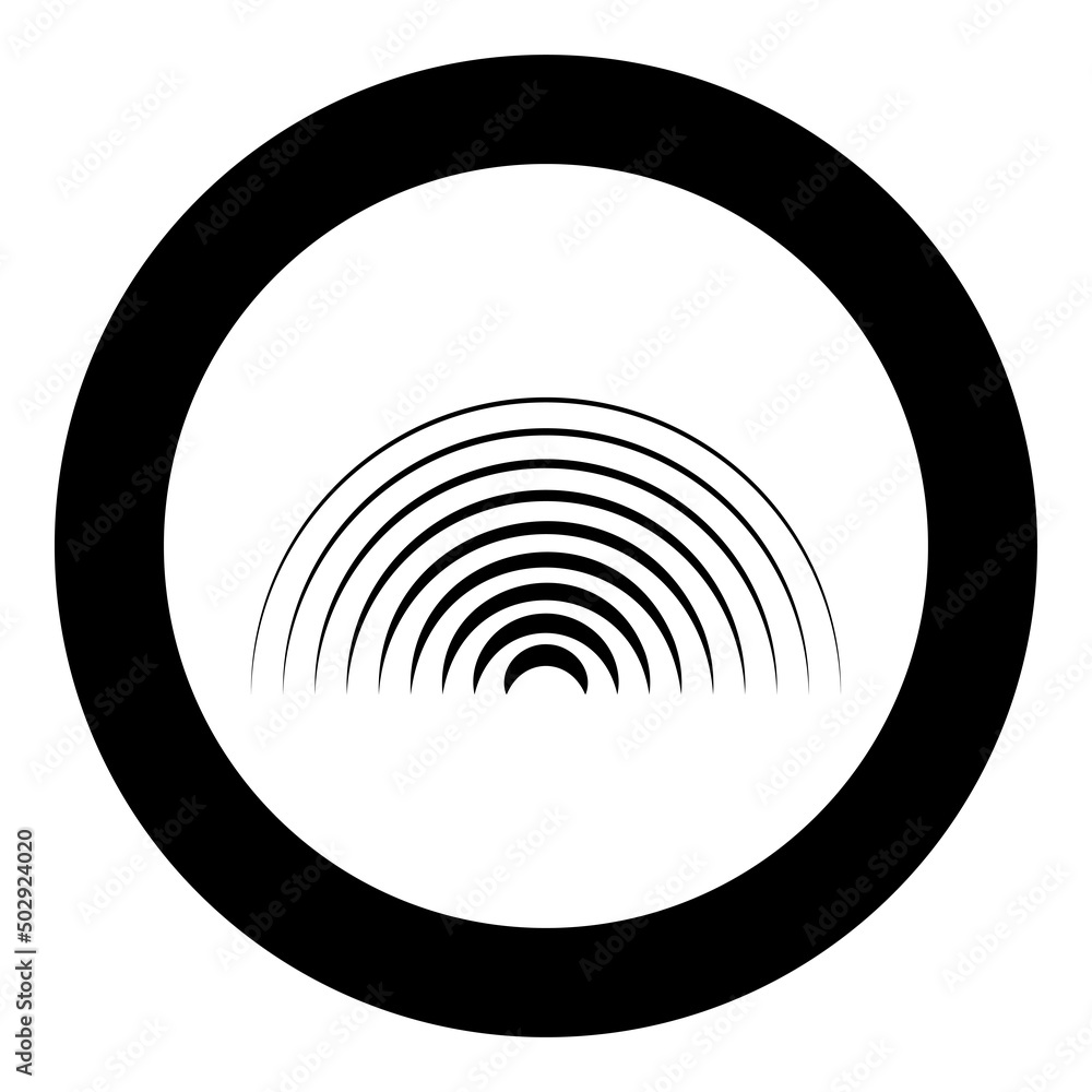 Radio wave wireless icon in circle round black color vector illustration image solid outline style Radio wave wireless icon in circle round black color vector illustration image solid outline style