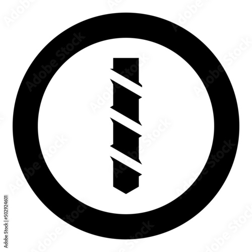Drill bit auger icon in circle round black color vector illustration image solid outline style
