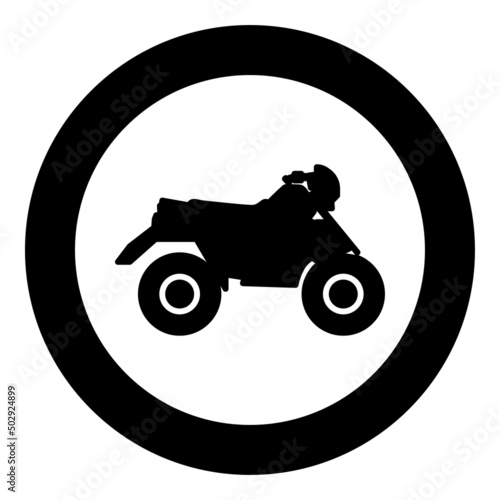 Quad bike ATV moto for ride racing all terrain vehicle icon in circle round black color vector illustration image solid outline style