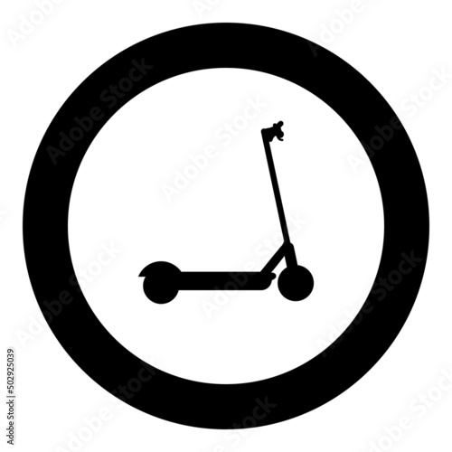 Scooter electric modern technology kick eco transport for city trotinette icon in circle round black color vector illustration image solid outline style