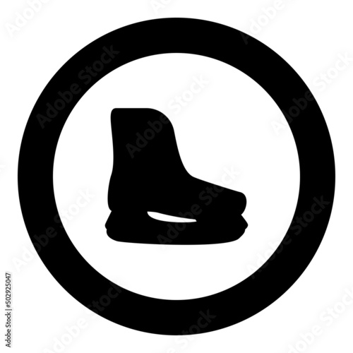 Ice skate sport hockey boot figure skates winter rink equipment footwear icon in circle round black color vector illustration image solid outline style