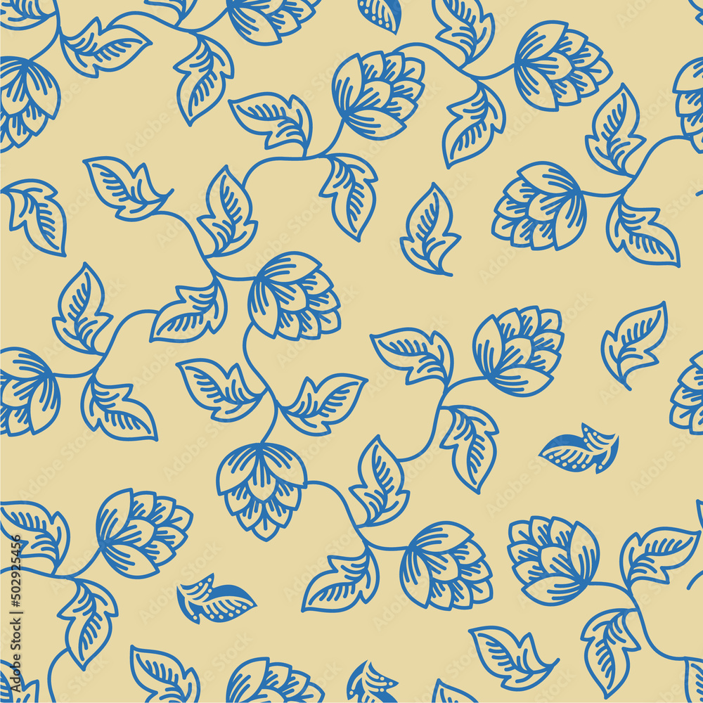 seamless pattern with roses leaf swirl endless wallpaper