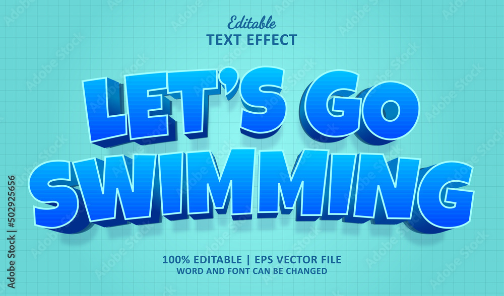 Let's go swimming editable text effect Let's go swimming editable text effect