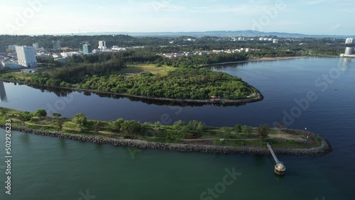 Miri, Sarawak Malaysia - May 2, 2022: The Landmark and Tourist Attraction areas of the of Miri City, with its famous beaches, rivers, city and scenic surroundings photo