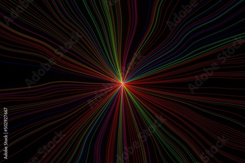 Abstract futuristic rotating neon Lights line Background 3D rendering
