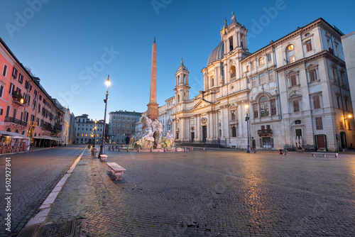 Fountains in Piazza Navona in Rome, Italy