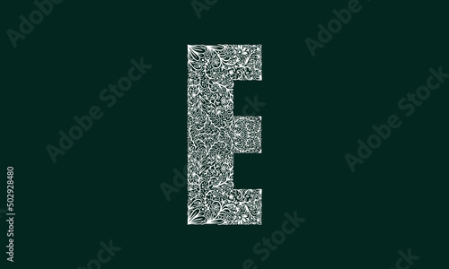 E Alphabet Letter Floral Art Colorful Illustration Design