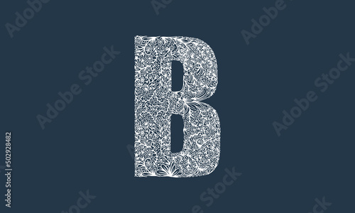 B Alphabet Letter Floral Art Colorful Illustration Design