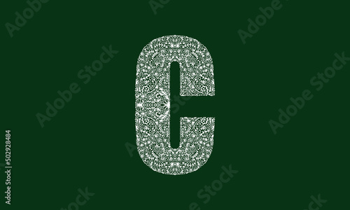 C Alphabet Letter Floral Art Colorful Illustration Design