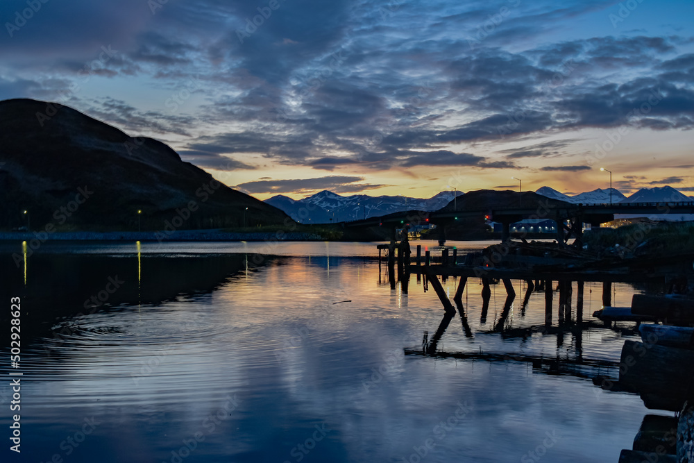 sunset on the lake