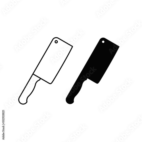 The Cleaver Knives icon. The Cleaver Knife Icon. Line and silhouette icon illustration. Vector linear icon.