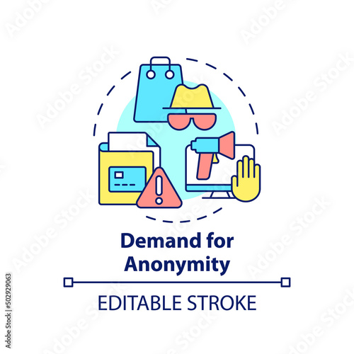Demand for anonymity concept icon. Privacy. Customer behavior trend abstract idea thin line illustration. Isolated outline drawing. Editable stroke. Arial  Myriad Pro-Bold fonts used