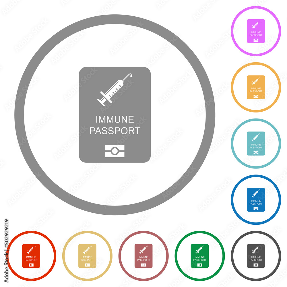 Immune passport flat icons with outlines Immune passport flat icons with outlines