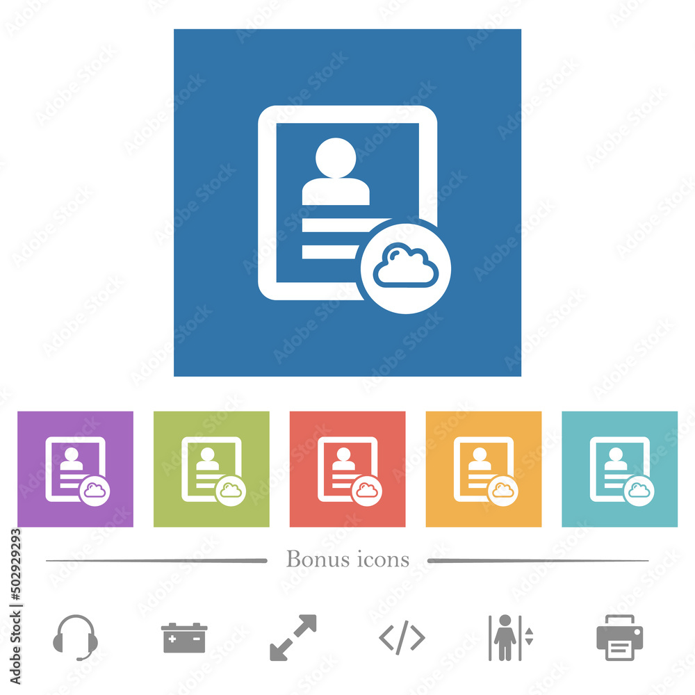 Cloud contact flat white icons in square backgrounds Cloud contact flat white icons in square backgrounds