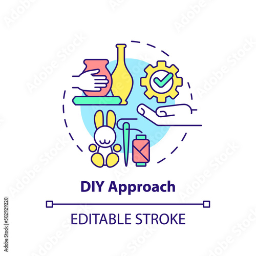 DIY approach concept icon. Do it yourself hobby. Customer behavior trend abstract idea thin line illustration. Isolated outline drawing. Editable stroke. Arial, Myriad Pro-Bold fonts used