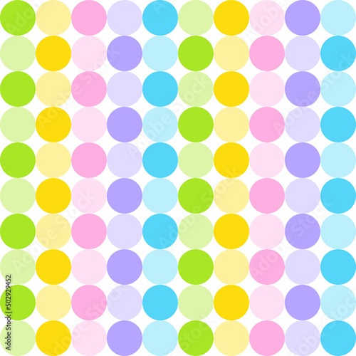 Cute Pastel Rainbow Polkadot Circle Round Sphere Abstract Shape Element Gingham Checkered Tartan Plaid Scott Pattern Illustration Wrapping Paper, Picnic Mat, Tablecloth, Fabric Background