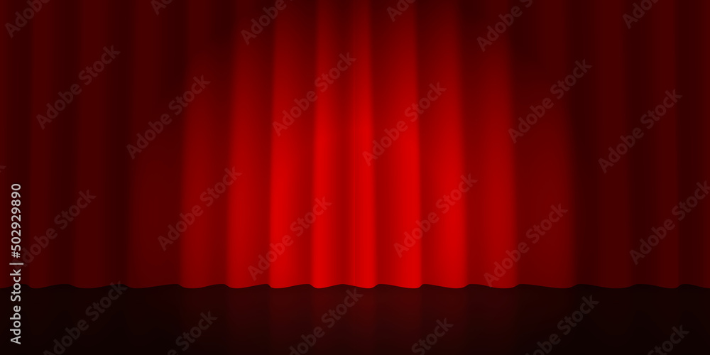 3d realistic scene with red curtain and spotlight. 3d realistic scene with red curtain and spotlight.