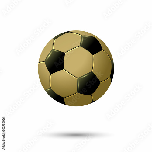3d golden soccer or football ball isolated on white background