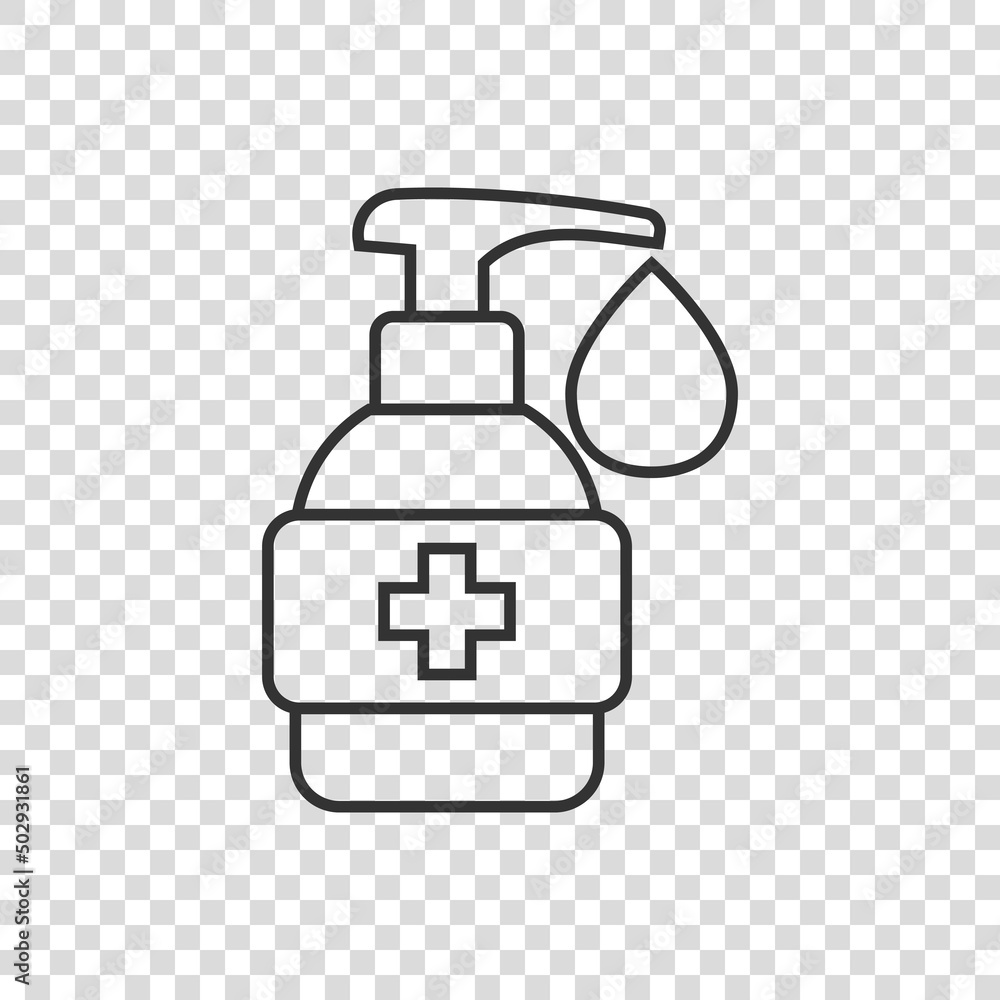 Hand sanitizer icon in flat style. Antiseptic bottle vector illustration on isolated background. Disinfect gel sign business concept. Hand sanitizer icon in flat style. Antiseptic bottle vector illustration on isolated background. Disinfect gel sign business concept.