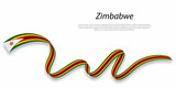 Waving ribbon or banner with flag of Zimbabwe.