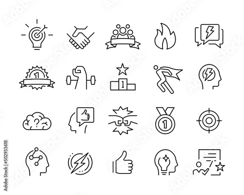 Motivation Icons - Vector Line. Editable Stroke. 