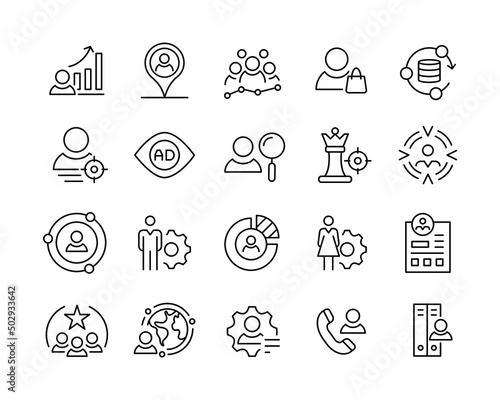 Target Audience Icons - Vector Line. Editable Stroke. 